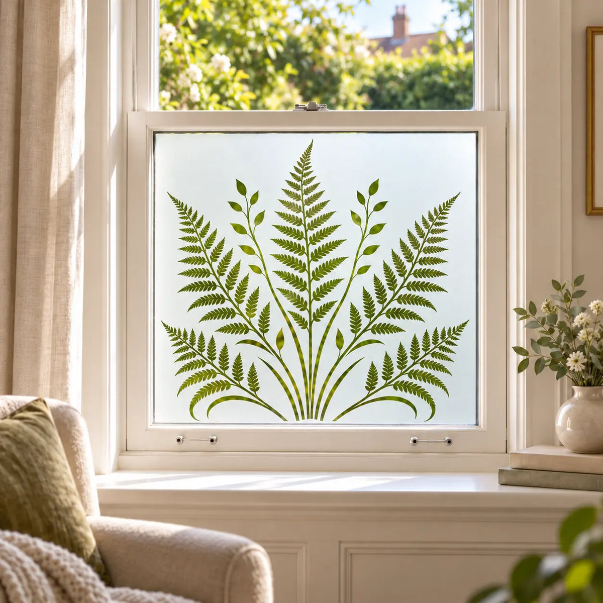 Fern Leaf Frosted Privacy Window Film