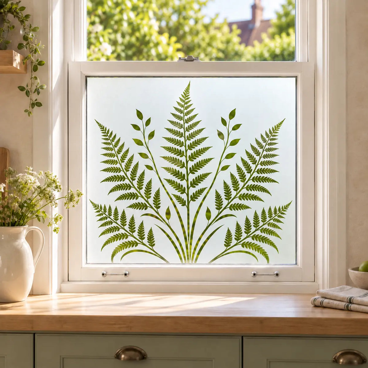 Fern Leaf Frosted Privacy Window Film