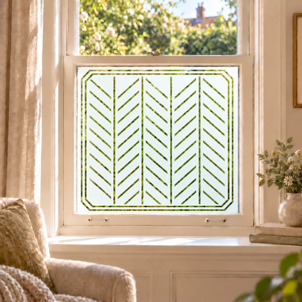 Privacy Window Film Art Deco Chevron Frosted Glass Design