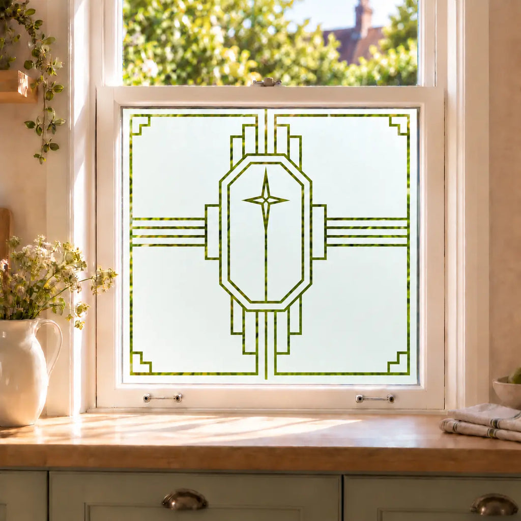Art Deco Geometric Frosted Privacy Window Film