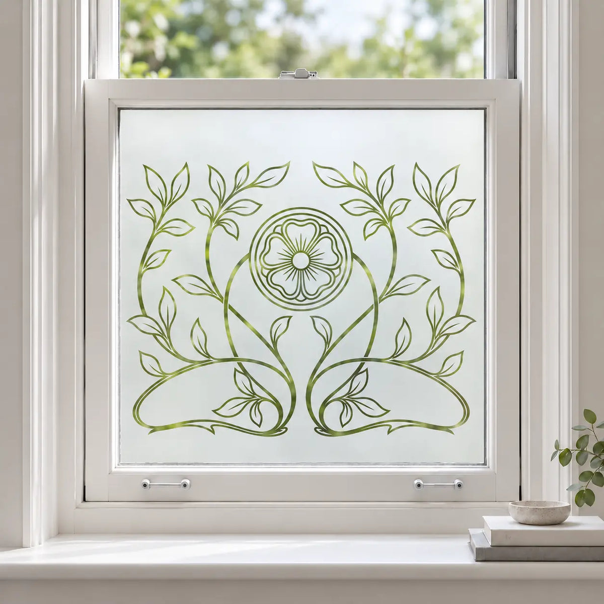 Art Nouveau Floral Privacy Window Film