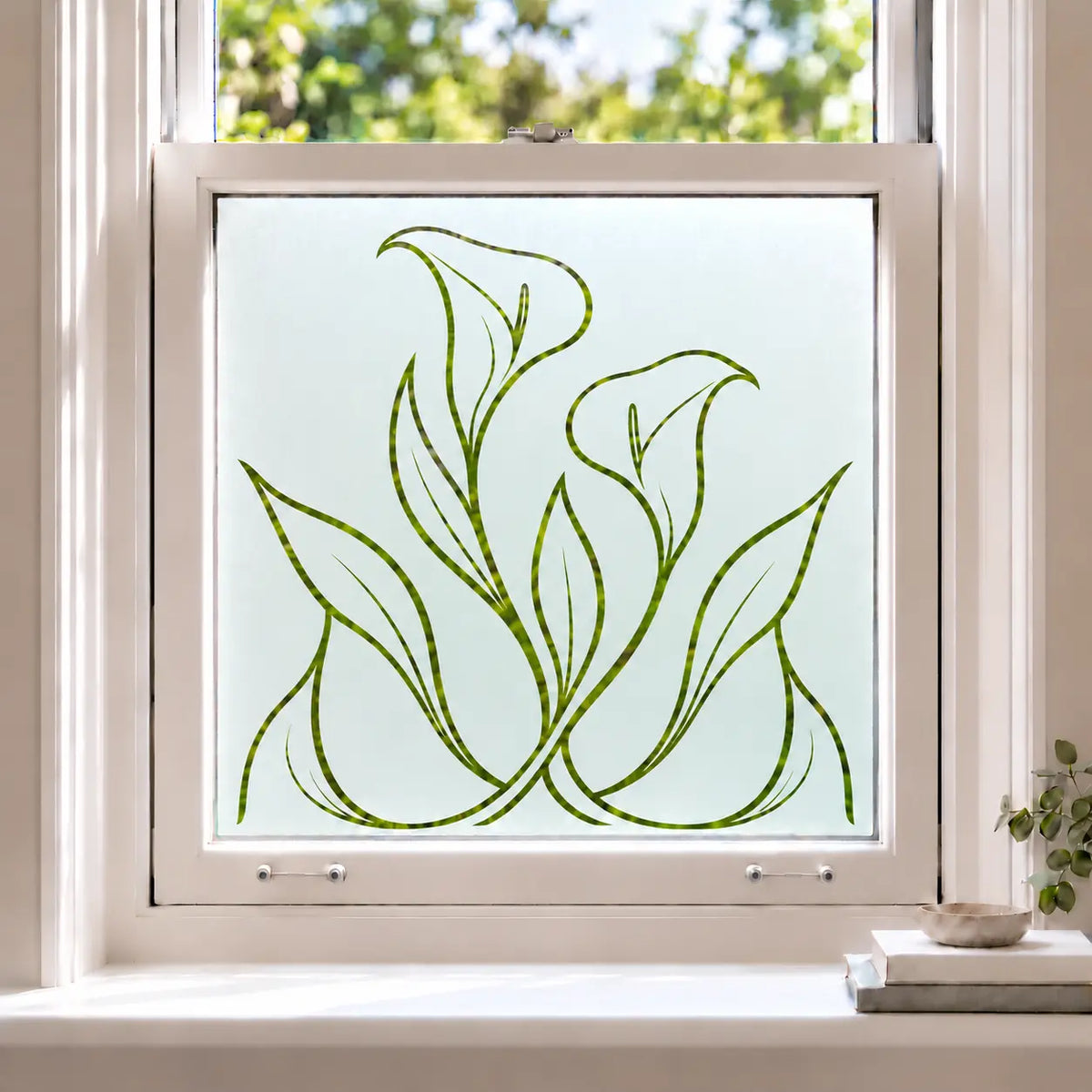 Art Nouveau Calla Lily Frosted Privacy Window Film
