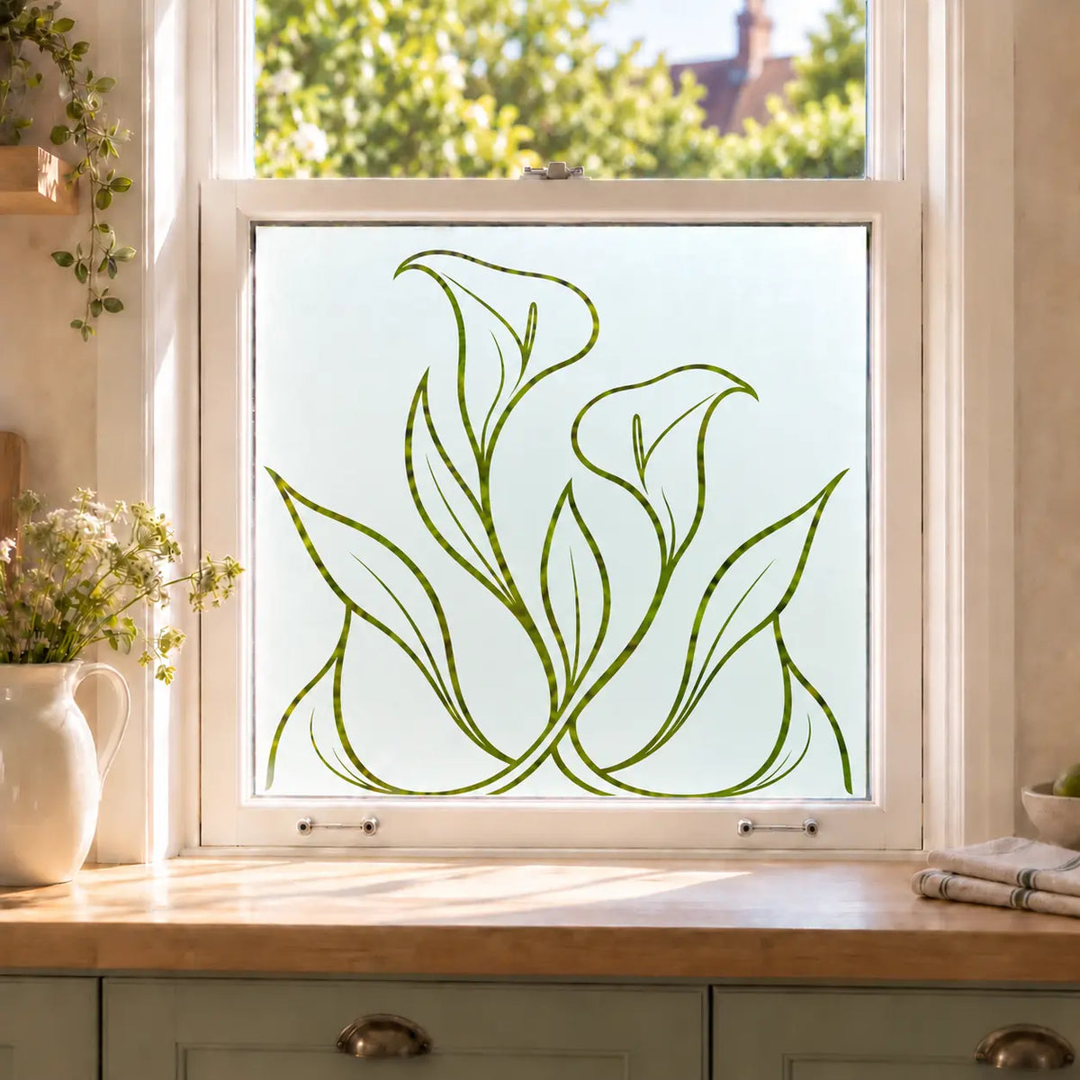 Art Nouveau Calla Lily Frosted Privacy Window Film