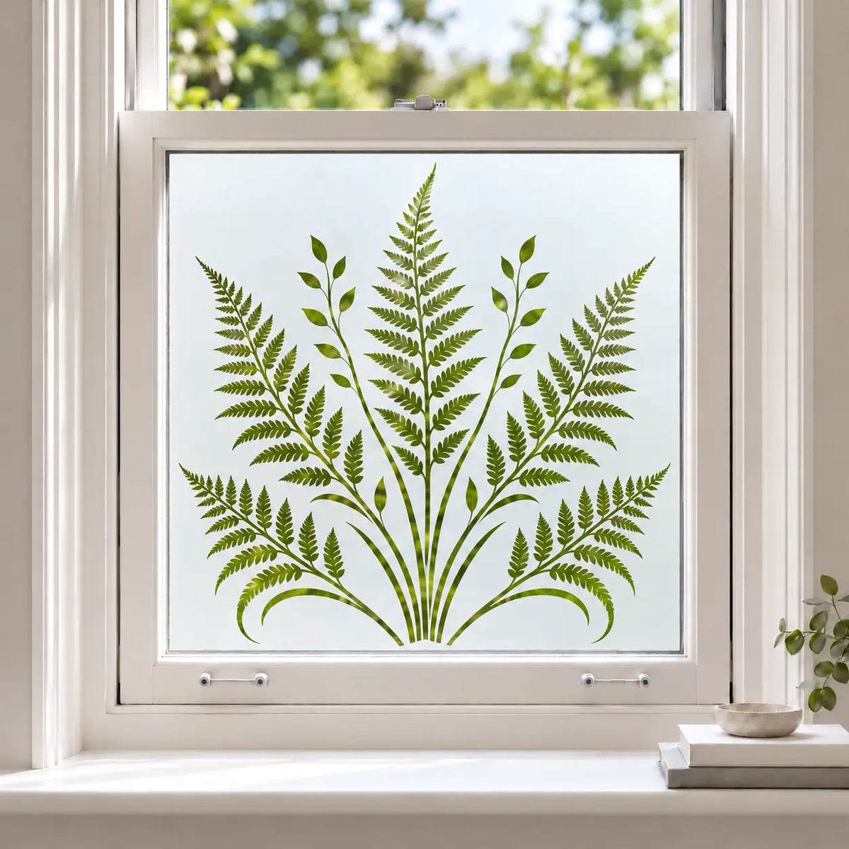 Fern Leaf Frosted Privacy Window Film