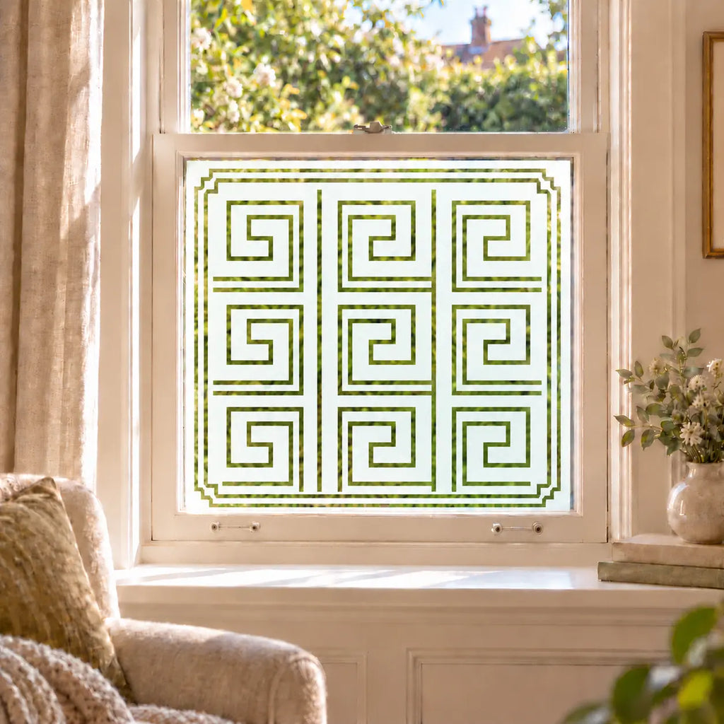 Privacy Window Film Art Deco Geometric Square Design