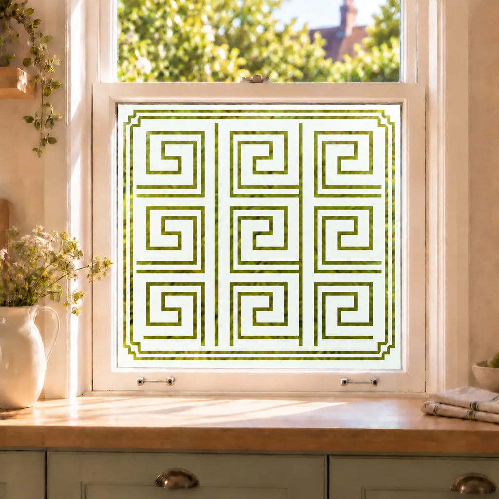 Privacy Window Film Art Deco Geometric Square Design
