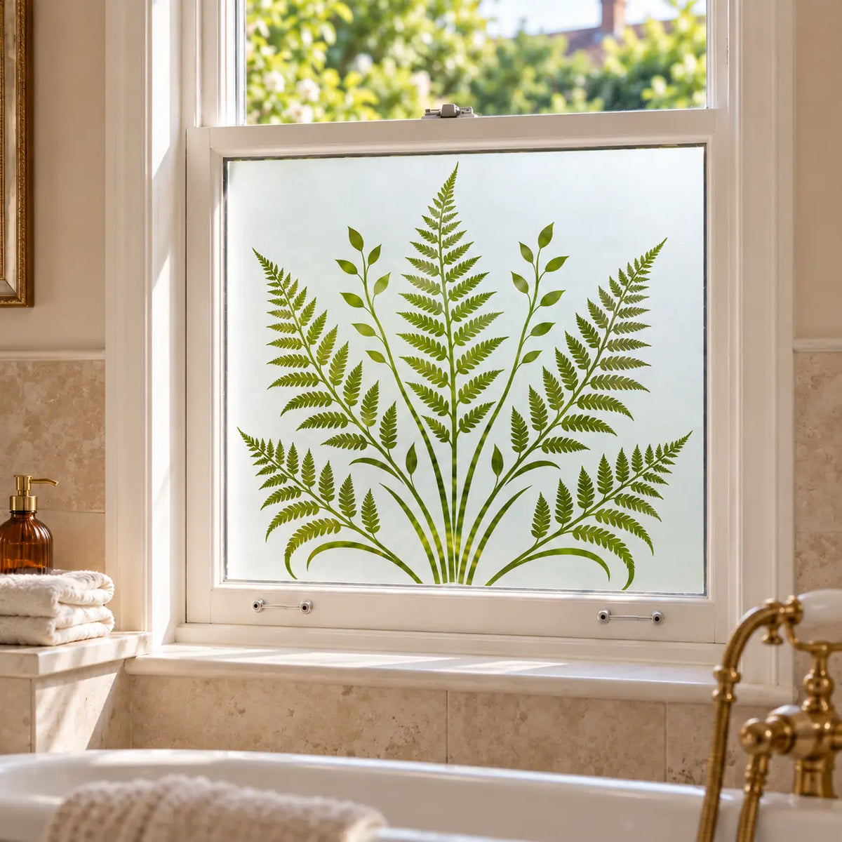 Fern Leaf Frosted Privacy Window Film