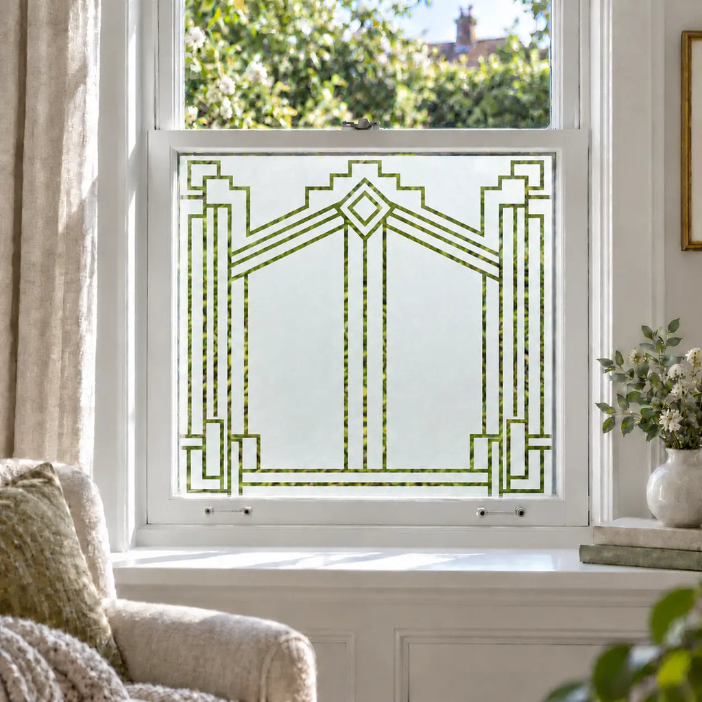Art Deco Diamond Frosted Privacy Window Film