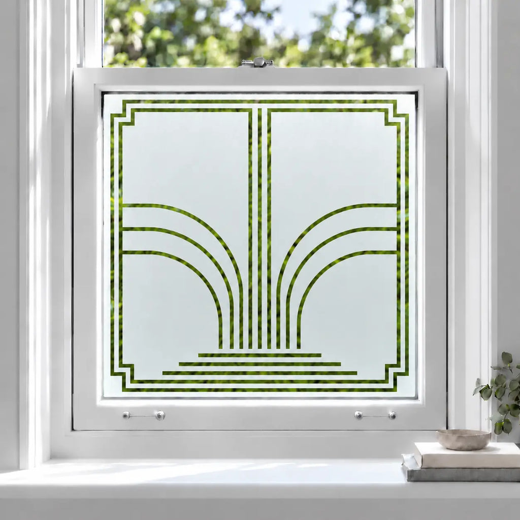 Art Deco Fountain Frosted Privacy Window Film