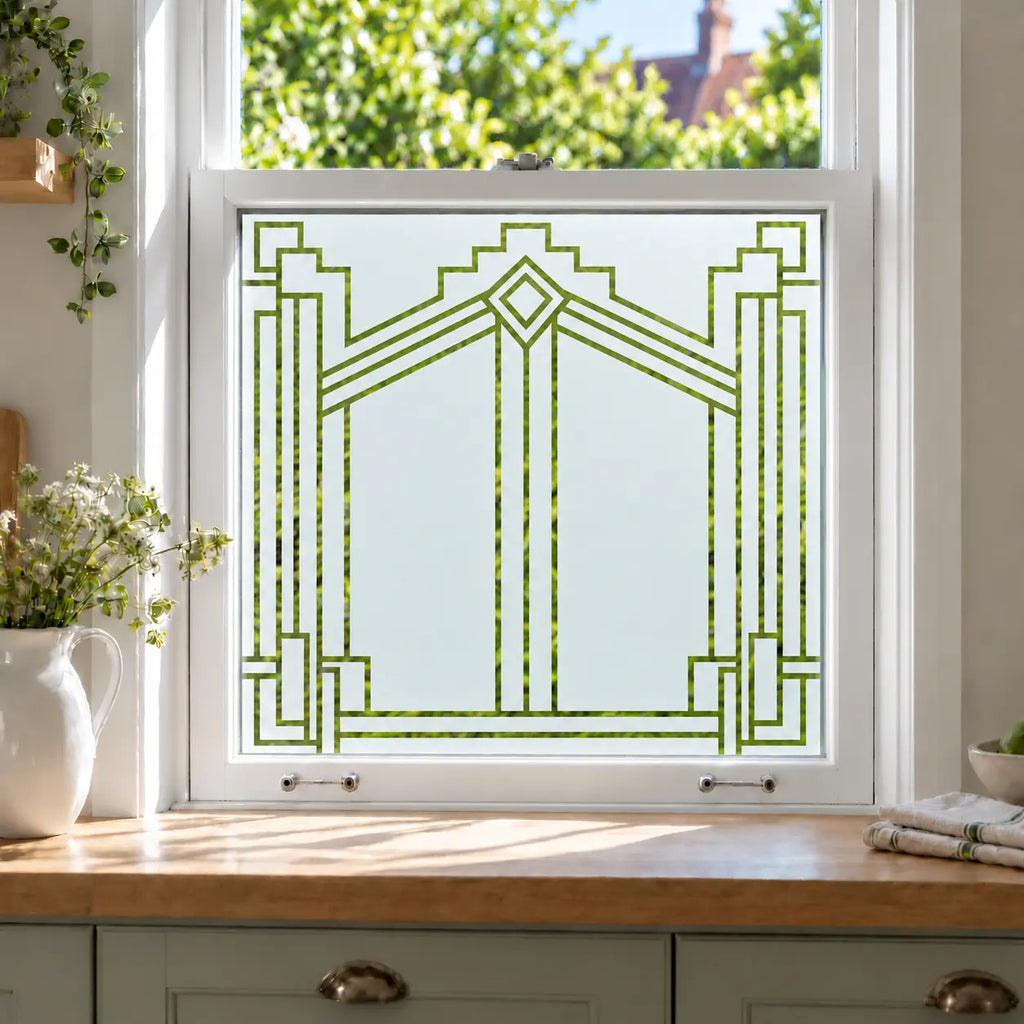 Art Deco Diamond Frosted Privacy Window Film