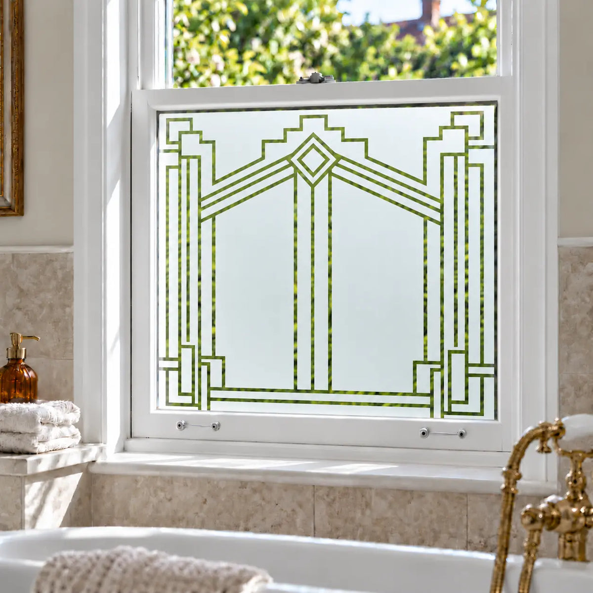 Art Deco Diamond Frosted Privacy Window Film