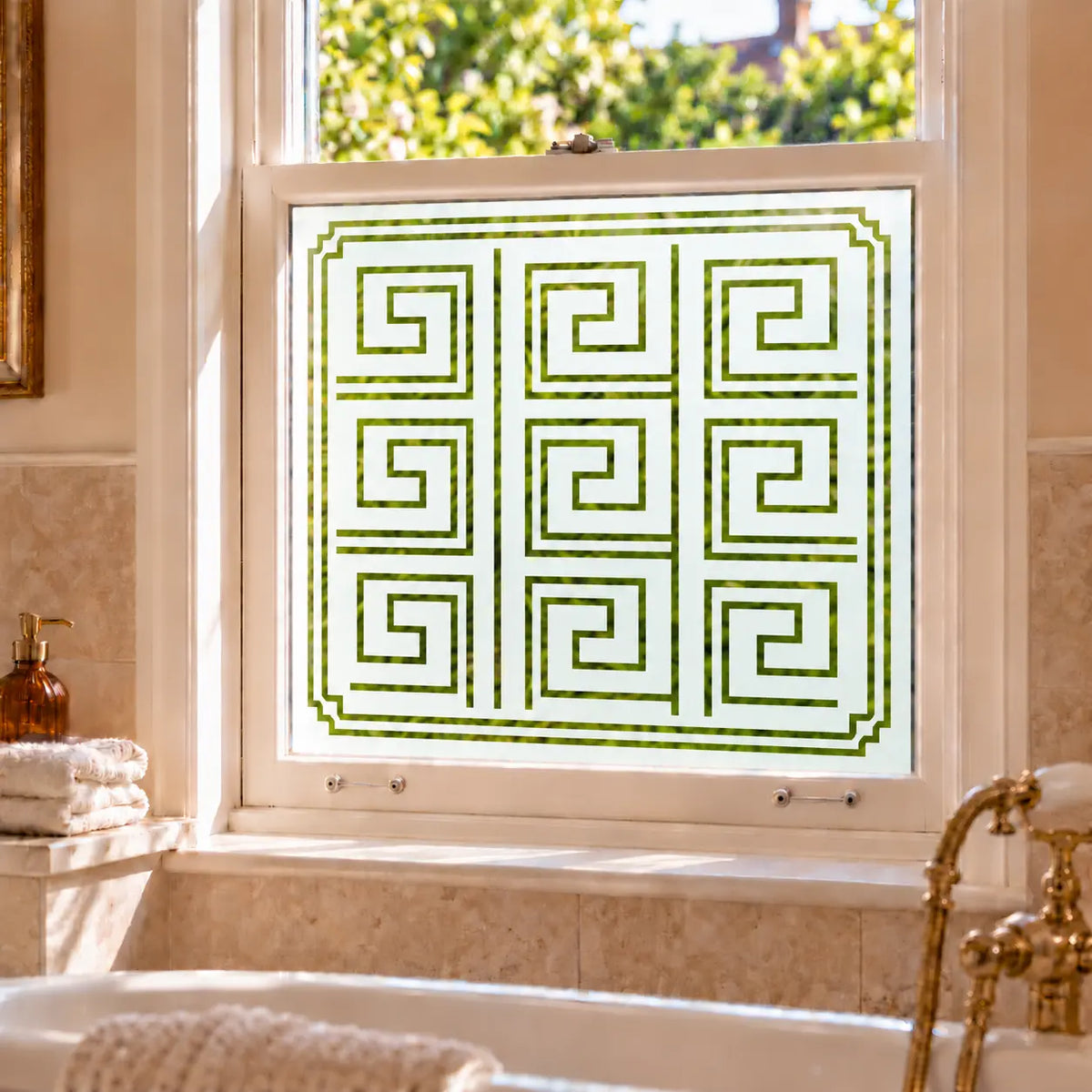 Privacy Window Film Art Deco Geometric Square Design