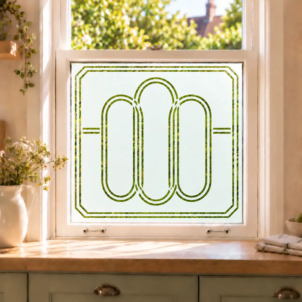 Privacy Window Film Art Deco Curved Geometric Design