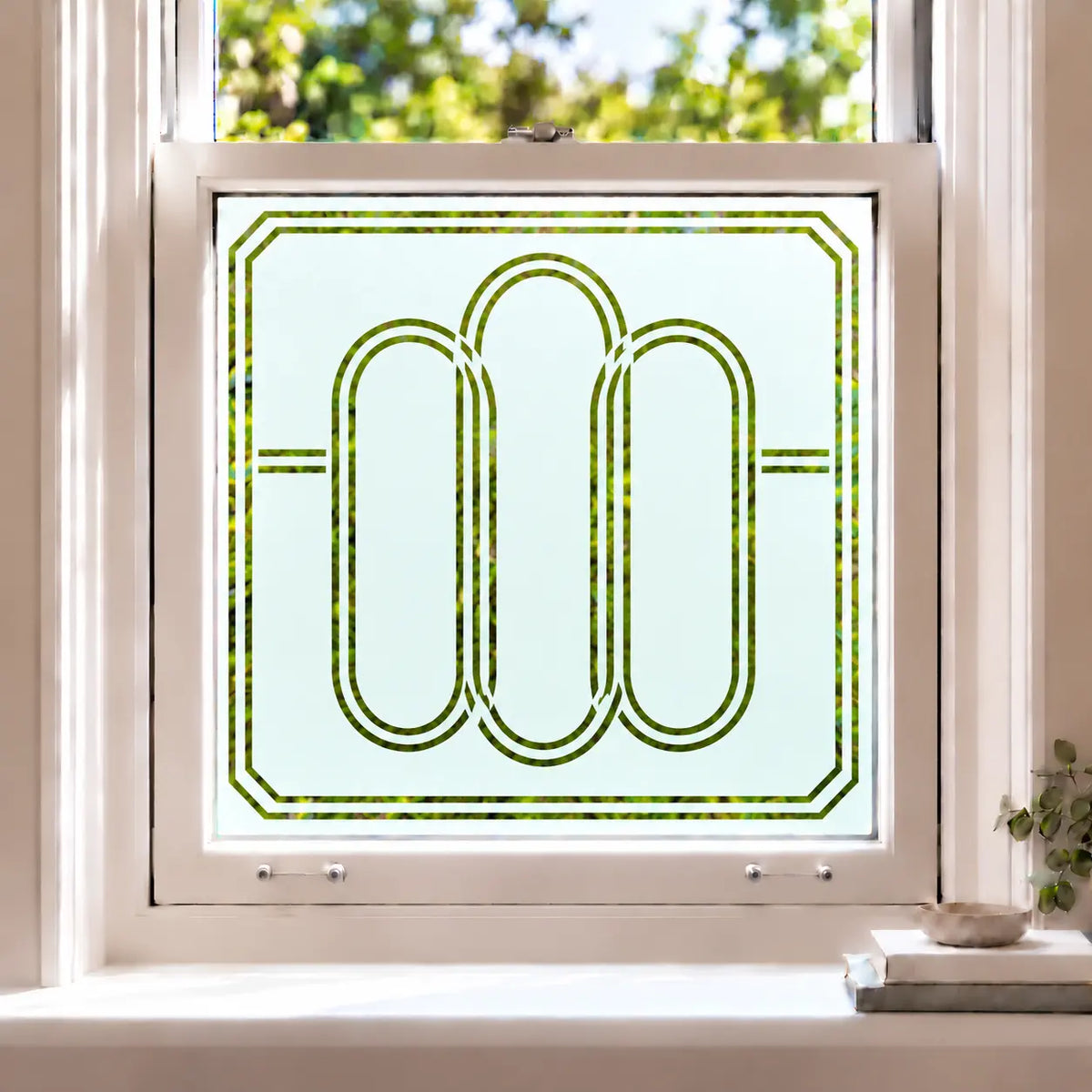 Privacy Window Film Art Deco Curved Geometric Design