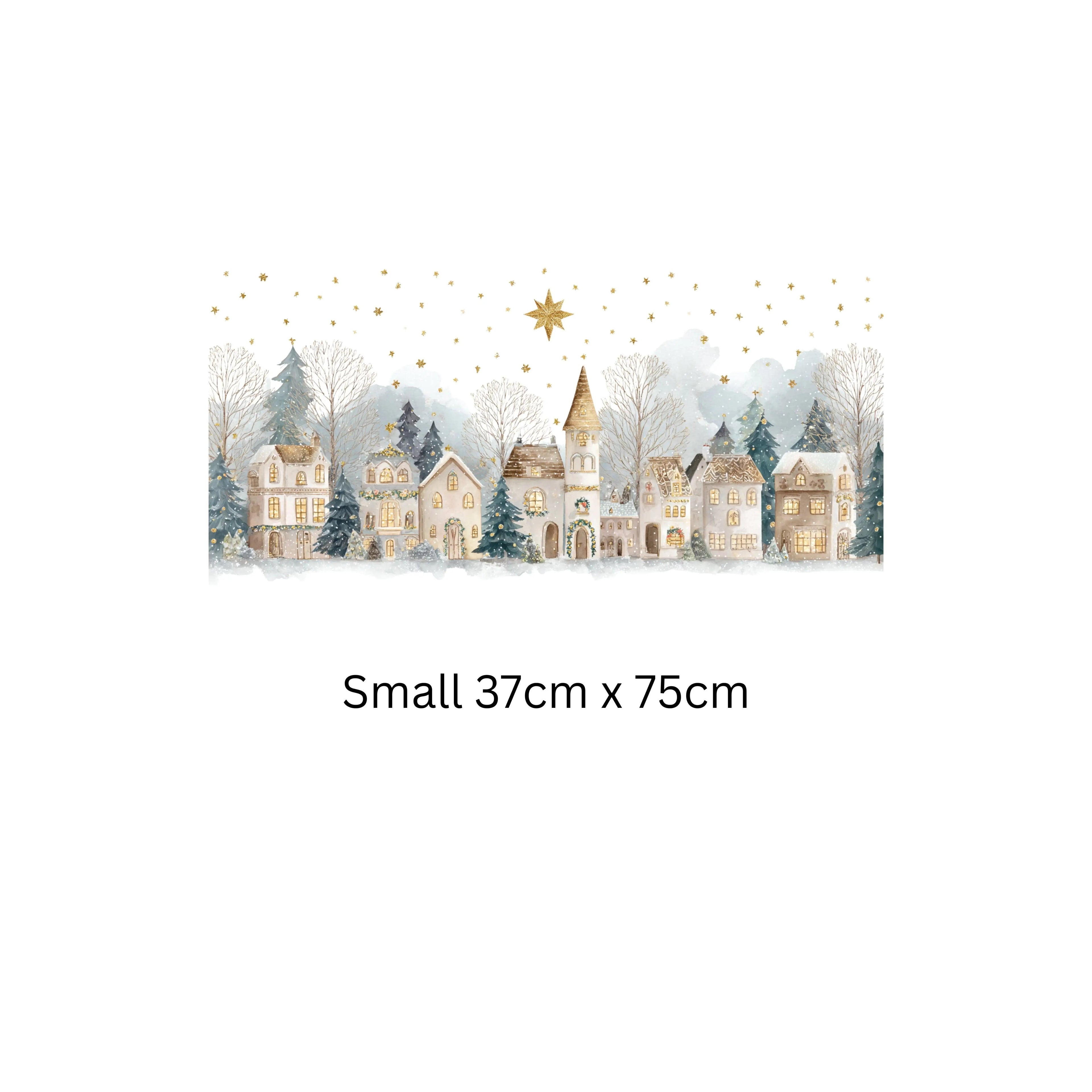 Double-Sided Christmas Window Sticker, Winter Village Reusable Decal Creative Windows