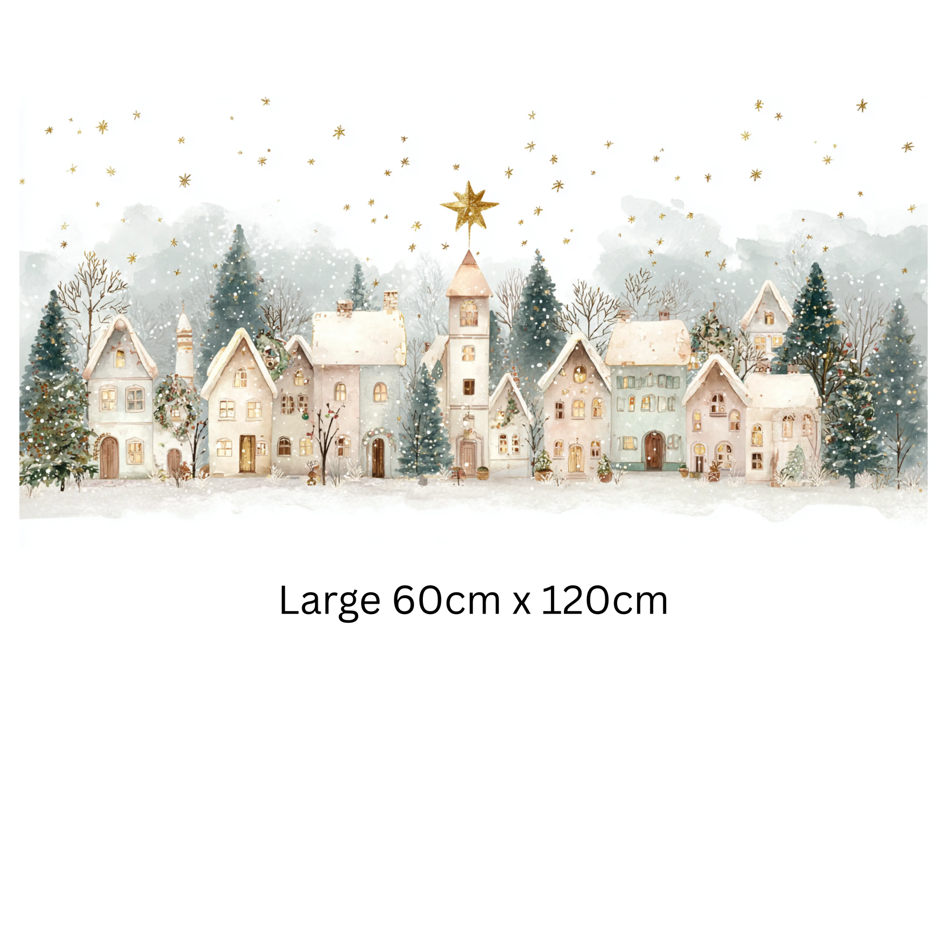 Christmas Window Sticker, Winter Town Scene, Double-Sided Reusable Decal Creative Windows