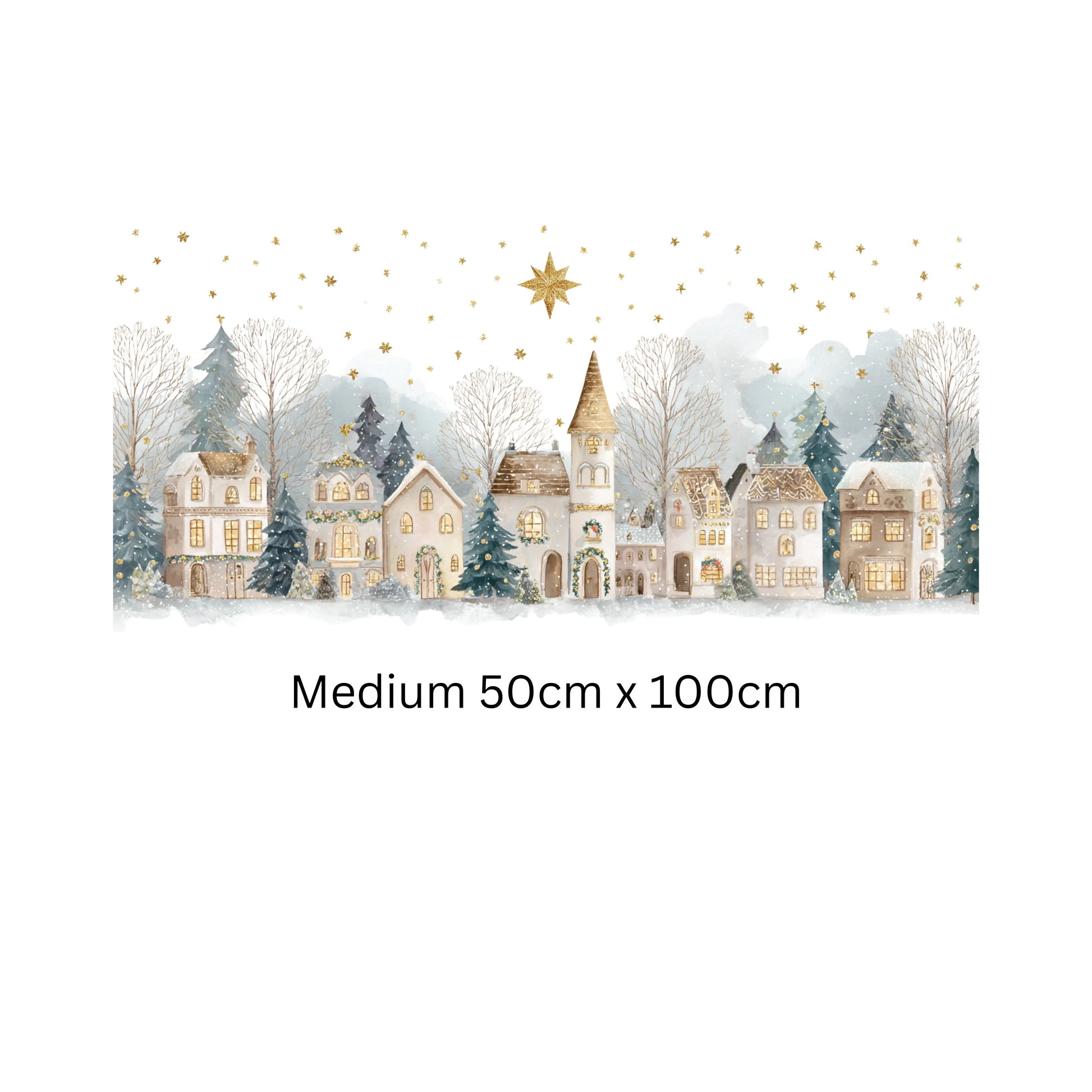 Double-Sided Christmas Window Sticker, Winter Village Reusable Decal Creative Windows