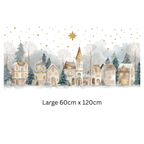 Double-Sided Christmas Window Sticker, Winter Village Reusable Decal Creative Windows