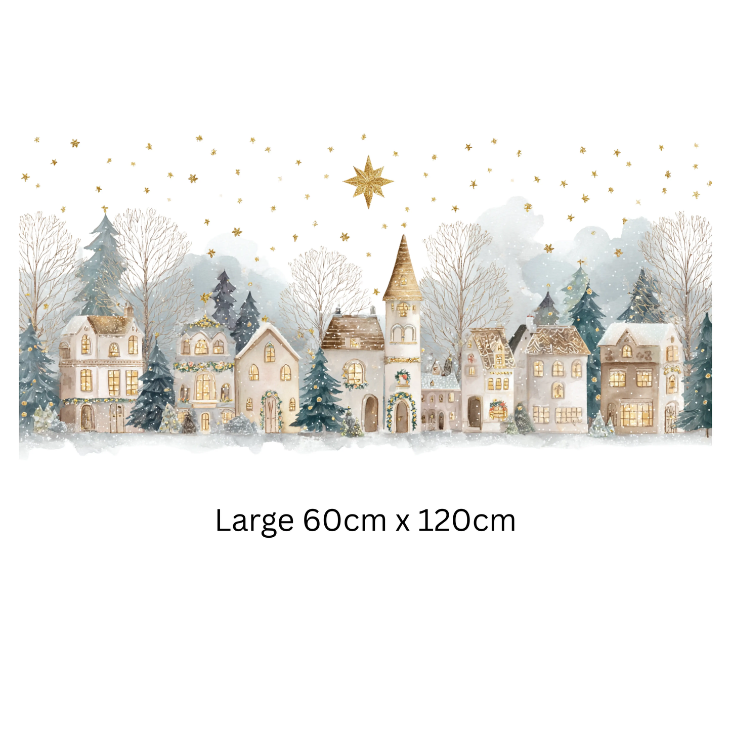 Double-Sided Christmas Window Sticker, Winter Village Reusable Decal Creative Windows