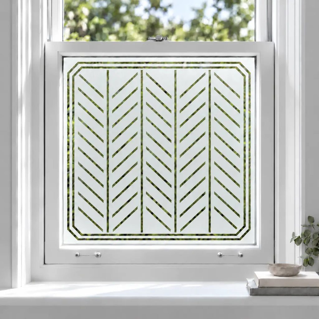 Privacy Window Film Art Deco Chevron Frosted Glass Design