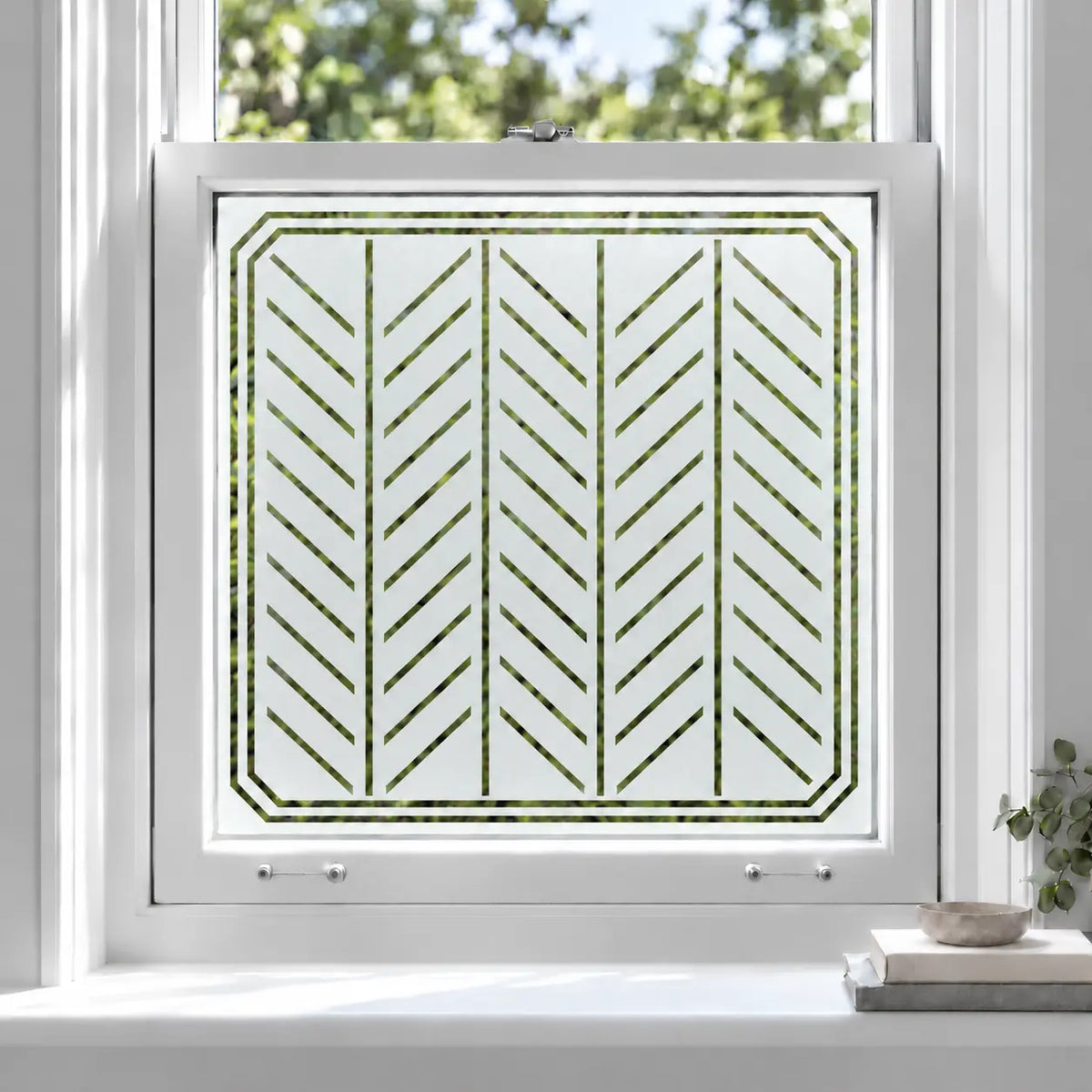 Privacy Window Film Art Deco Chevron Frosted Glass Design
