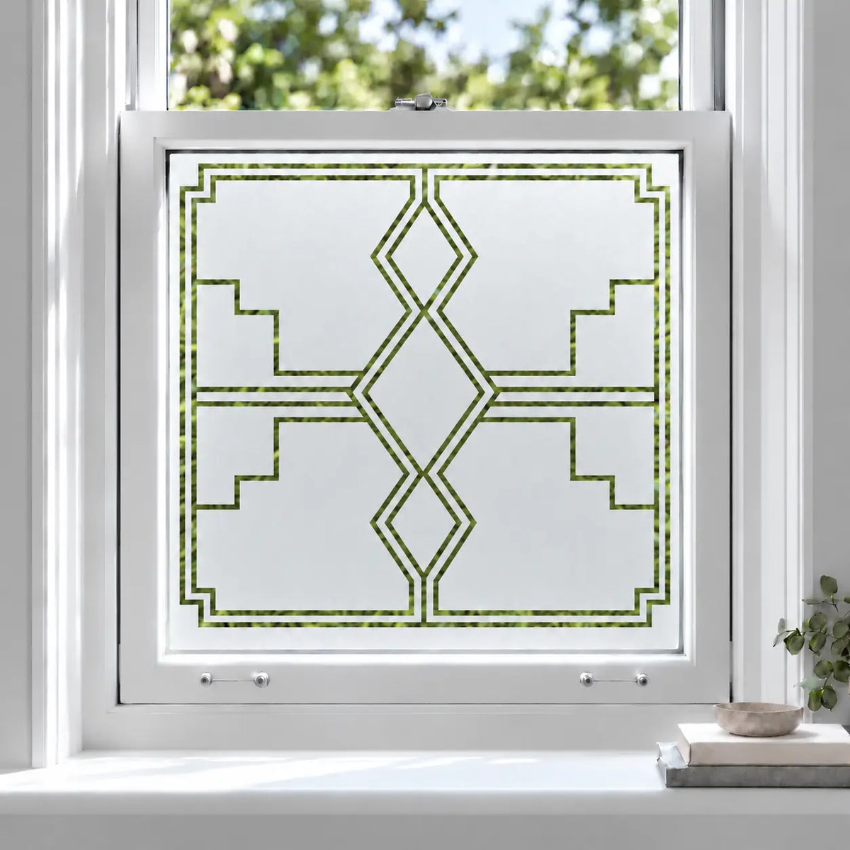 Privacy Window Film Art Deco Diamond Frosted Glass Design