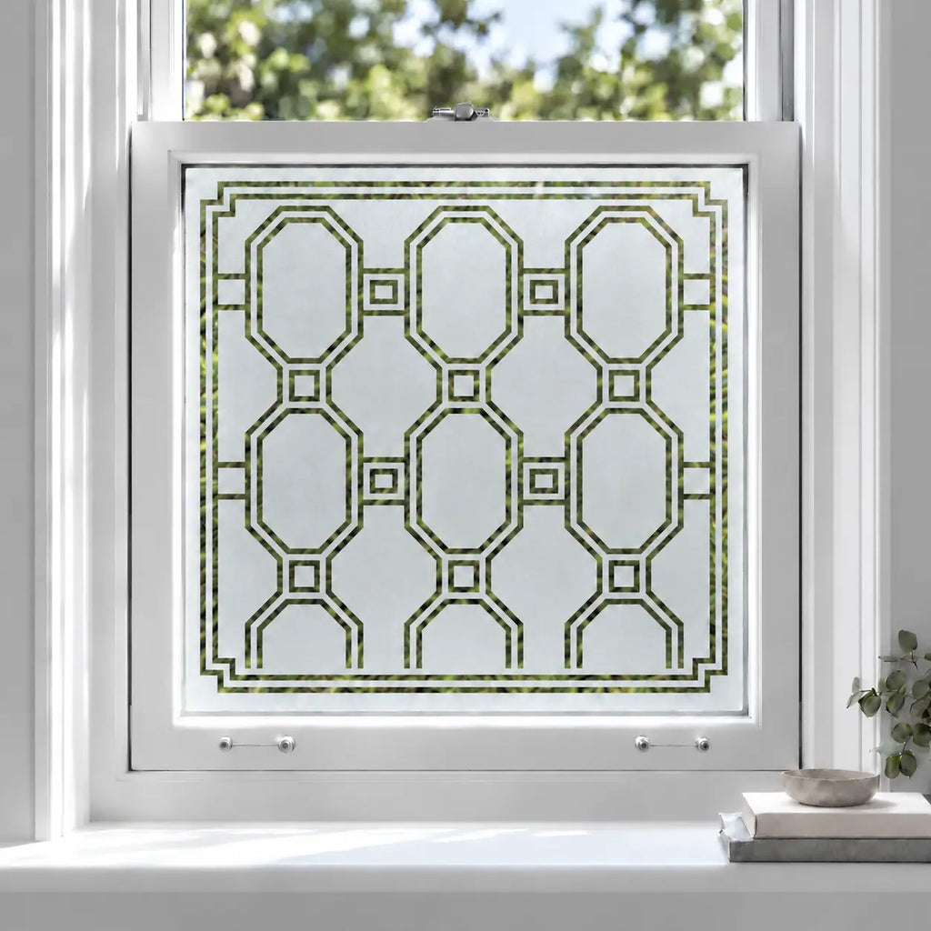 Privacy Window Film Art Deco Geometric Octagon Design