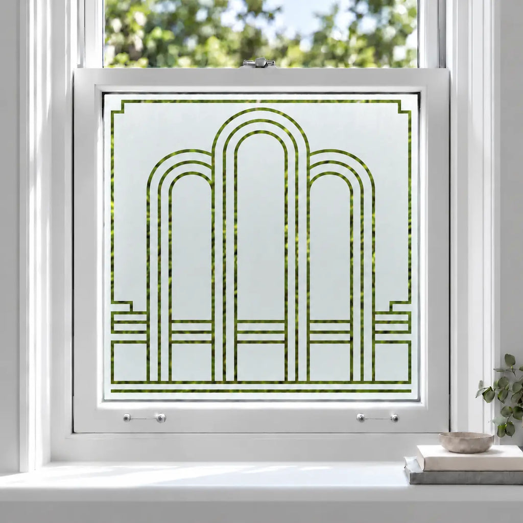 Privacy Window Film Art Deco Arched Frosted Glass Design