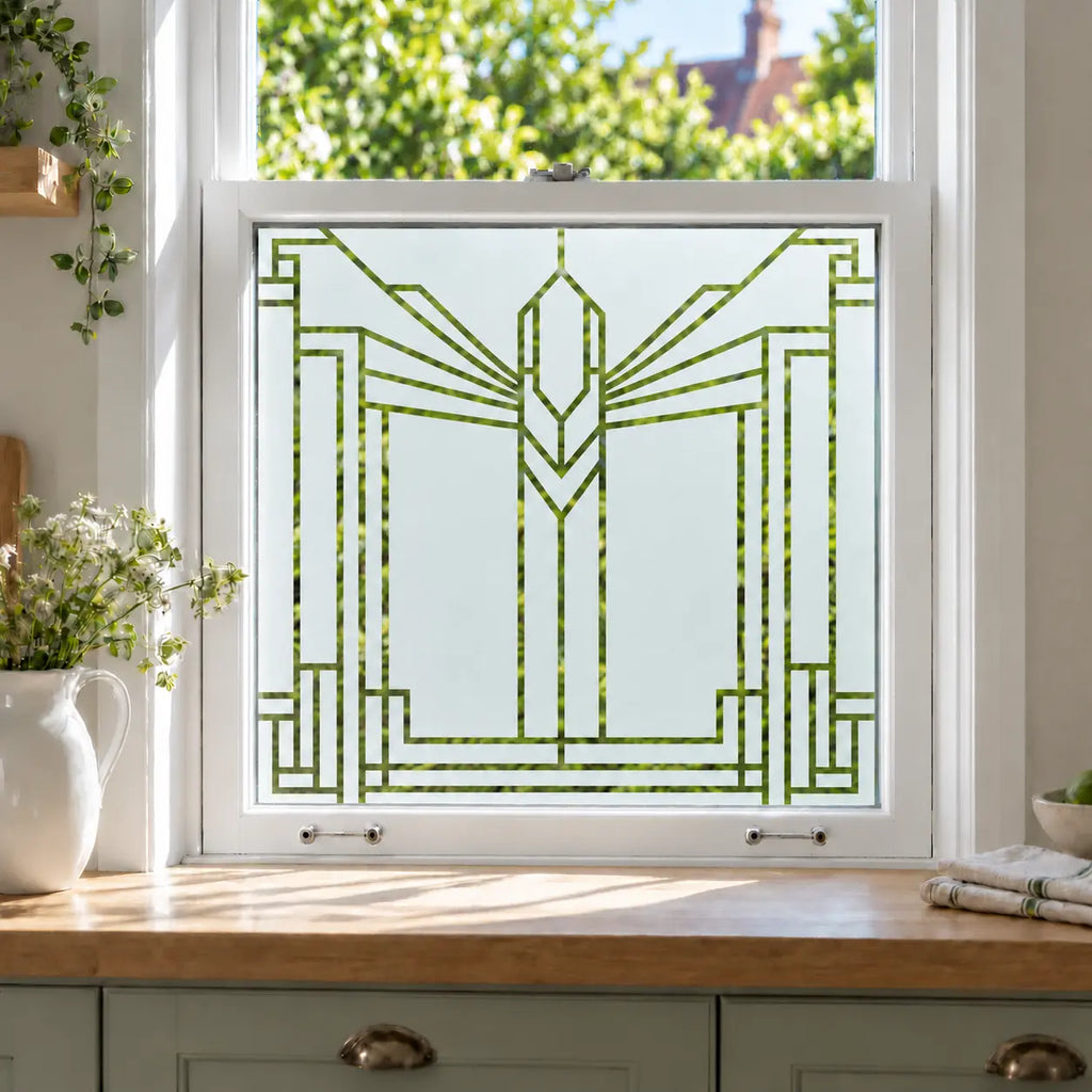 Art Deco Geometric Frosted Privacy Window Film
