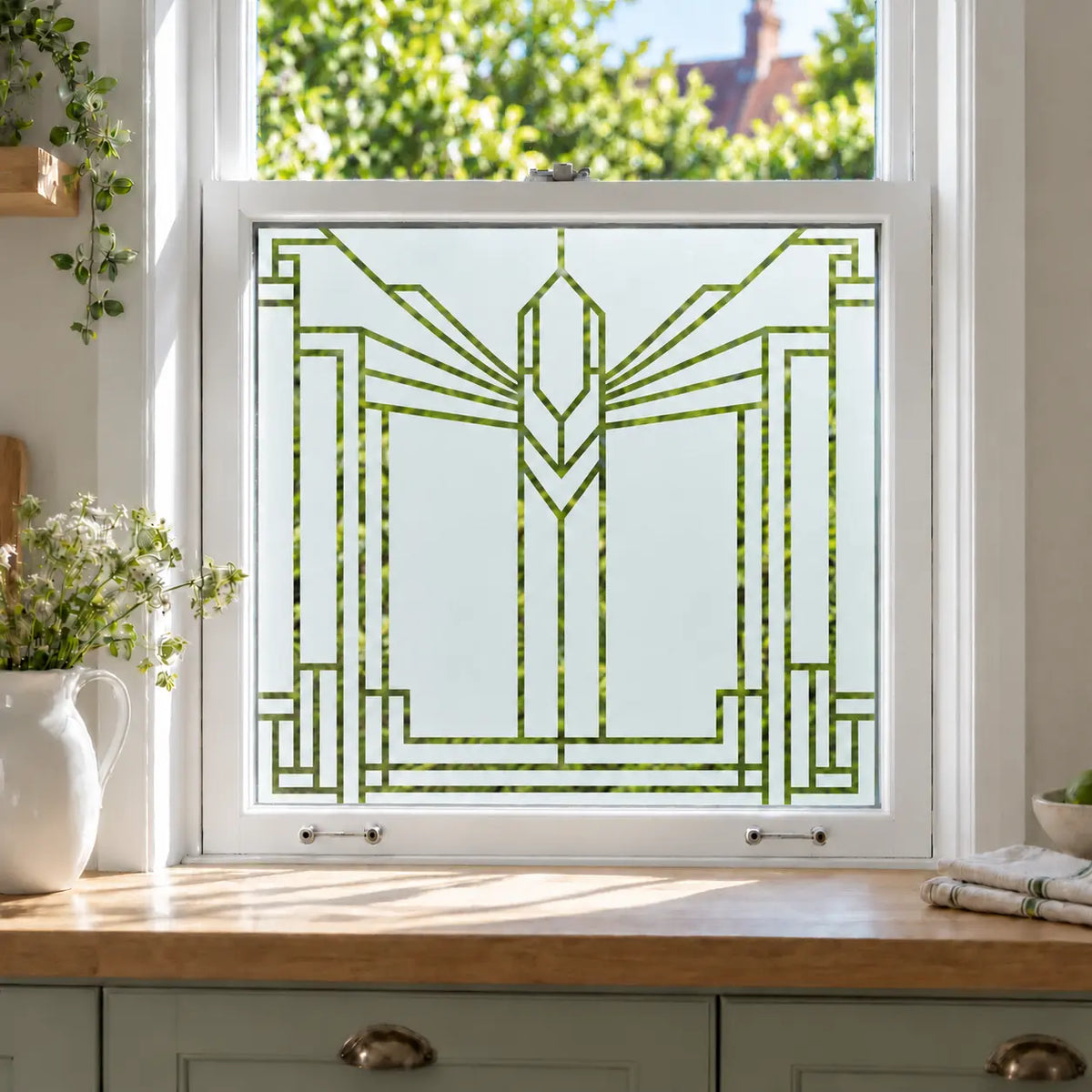Art Deco Geometric Frosted Privacy Window Film