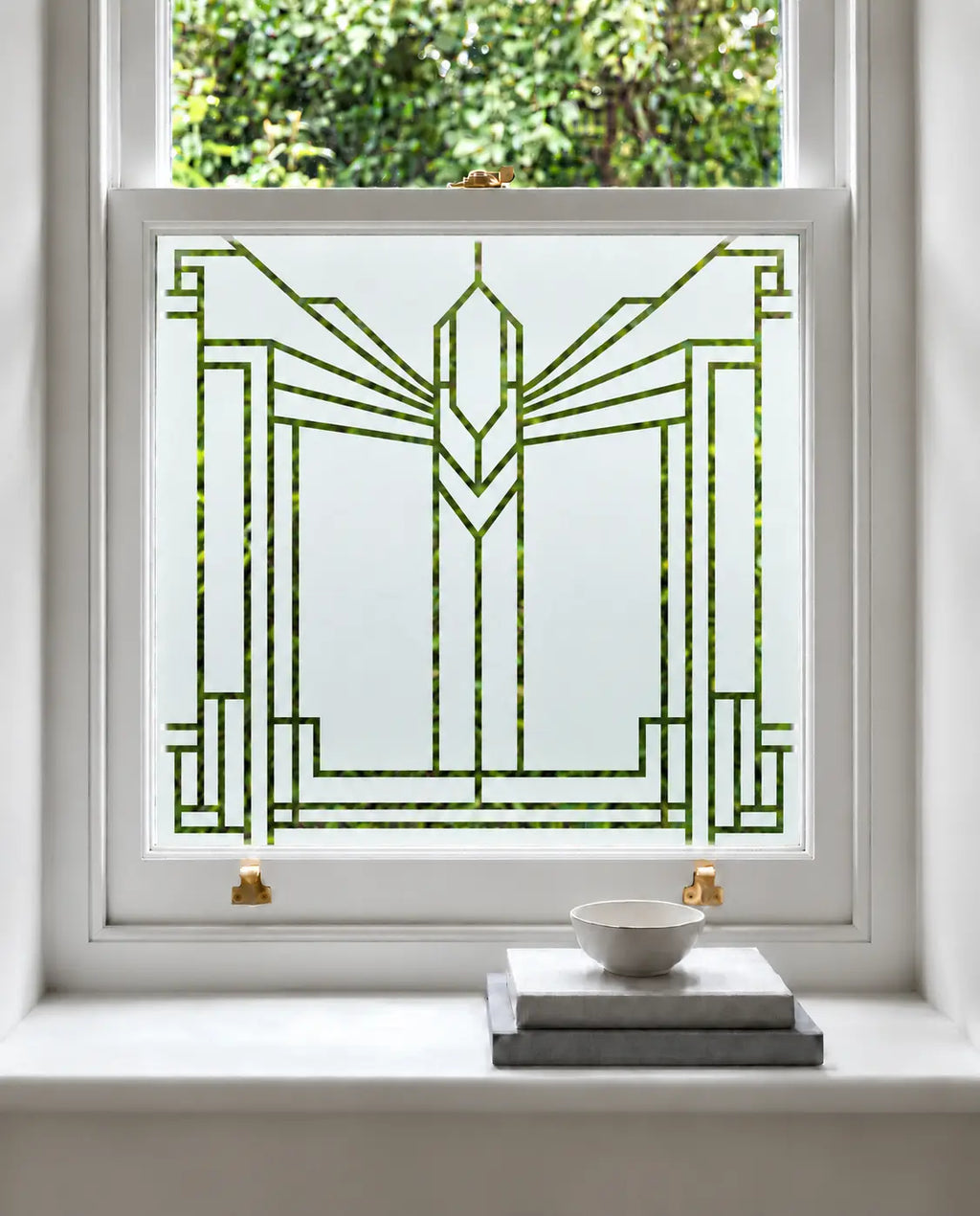 Art Deco Geometric Frosted Privacy Window Film