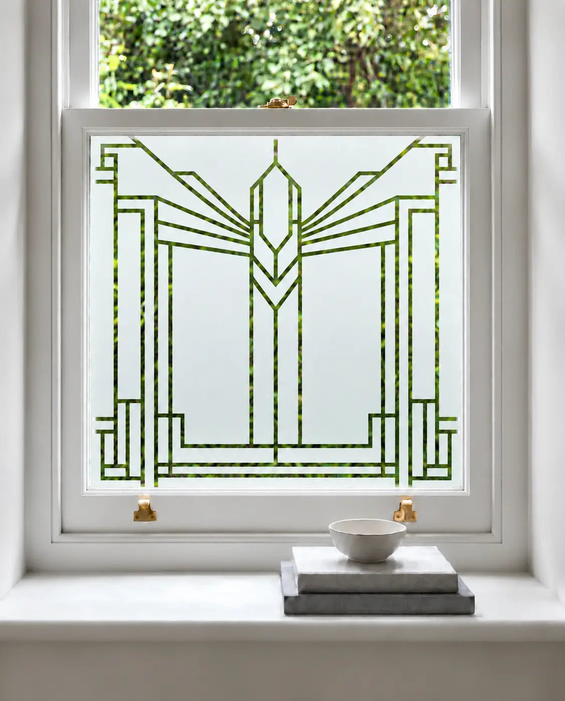 Art Deco Geometric Frosted Privacy Window Film