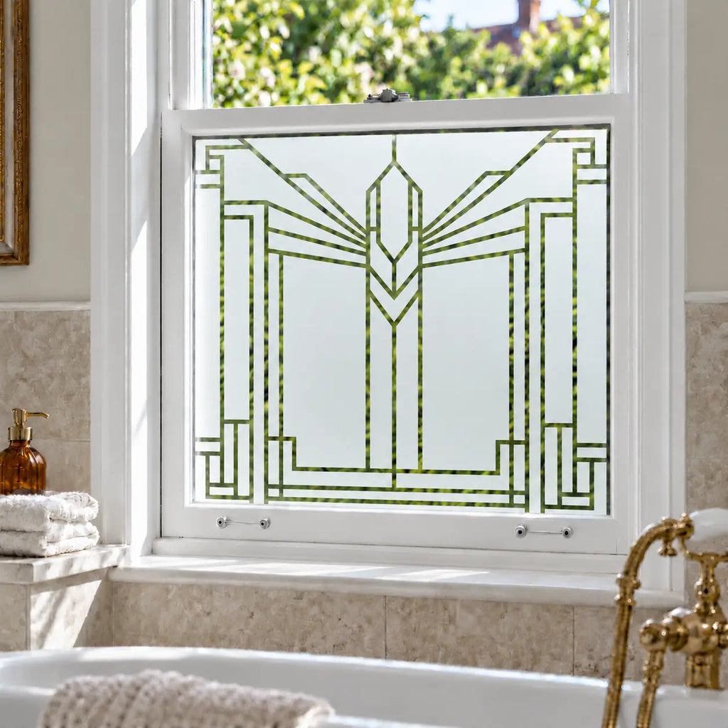Art Deco Geometric Frosted Privacy Window Film