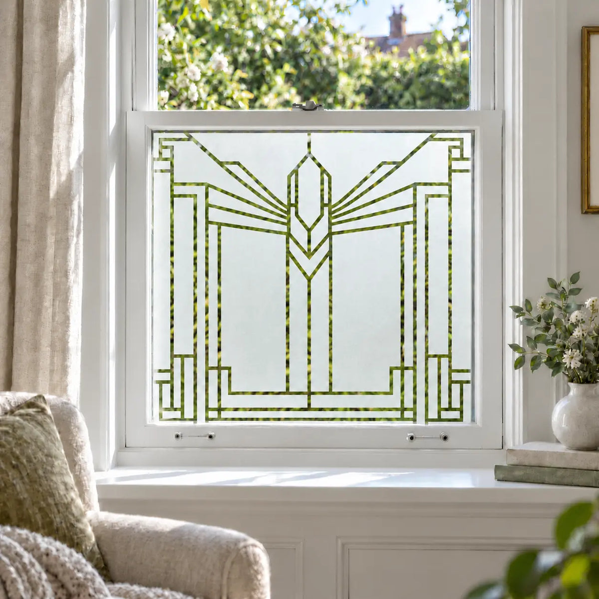 Art Deco Geometric Frosted Privacy Window Film