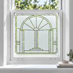 Art Deco Privacy Window Film, Geometric Frosted Glass Design