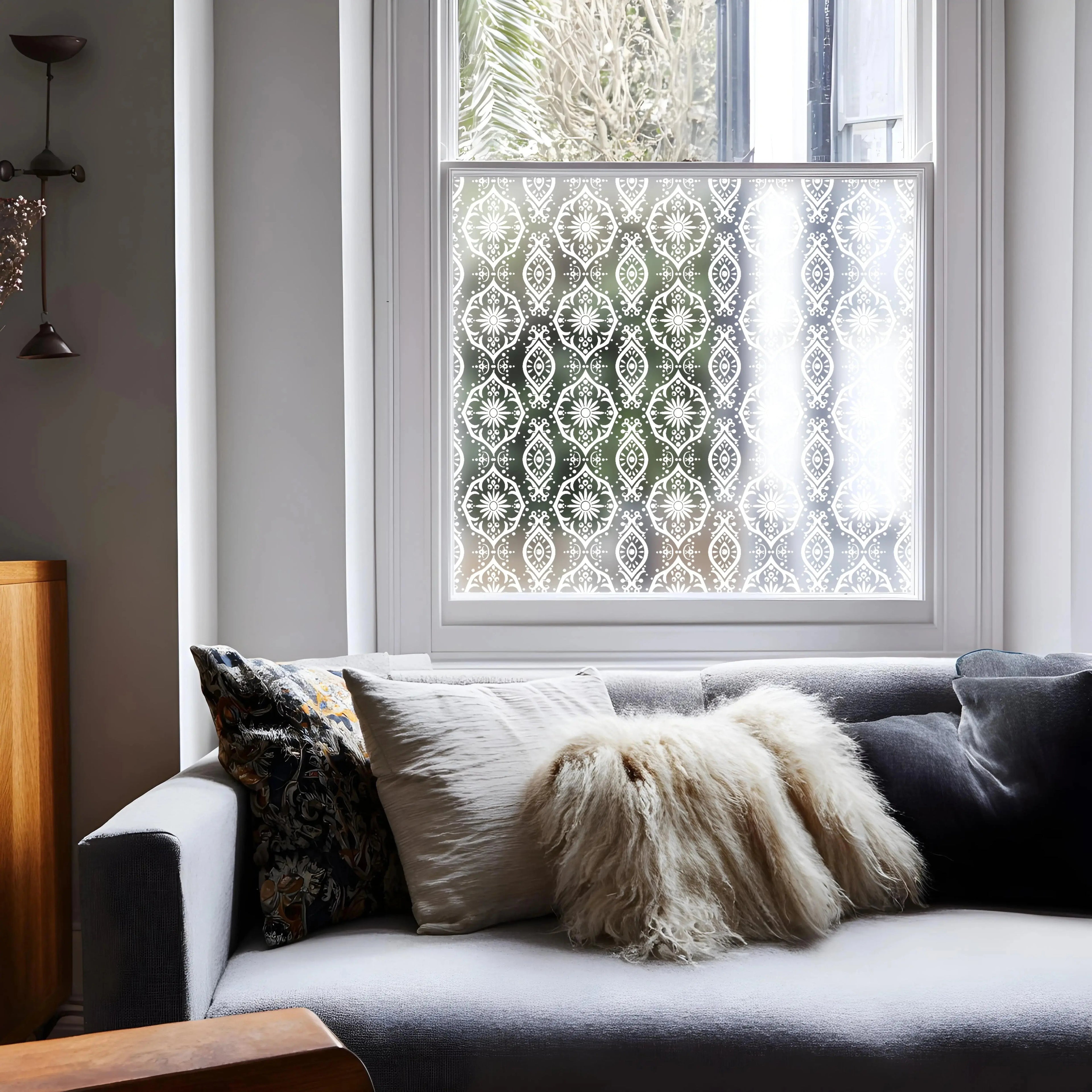 Frosted privacy window film for front door glass – Adelsheim decorative window cling
