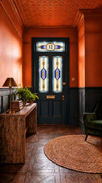 Privacy Window Film Stained Glass Sapphire Door Panels and Transom