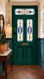 Privacy Window Film Stained Glass Sapphire Door Panels and Transom