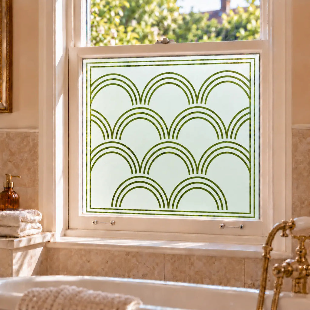 Privacy Window Film Art Deco Scalloped Frosted Glass Design