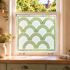 Privacy Window Film Art Deco Scalloped Frosted Glass Design