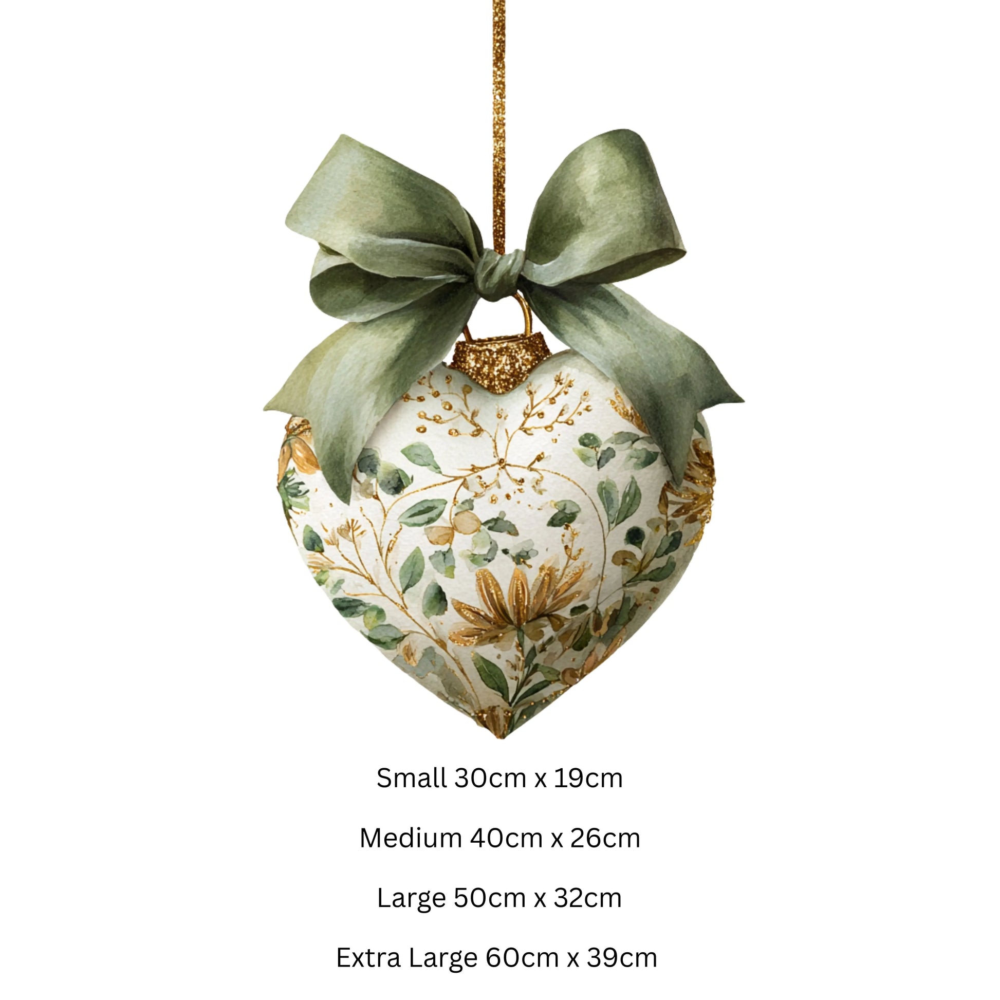 Green Bow Heart Bauble Christmas Window Sticker – Double Sided Reusable Festive Decor Creative Windows