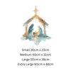Watercolor Nativity Christmas Window Sticker – Reusable Double-Sided Festive Manger Scene with Gold Star Creative Windows
