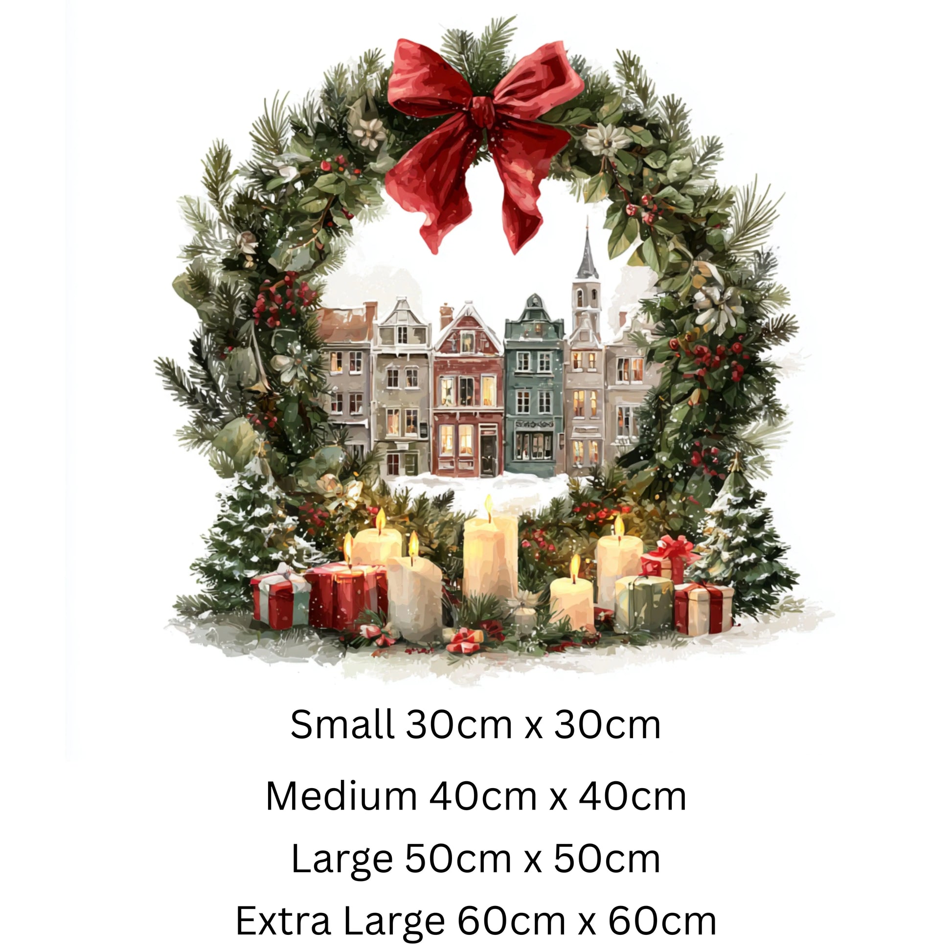 Christmas Village Wreath Window Sticker – Double Sided Reusable Festive Decor Creative Windows