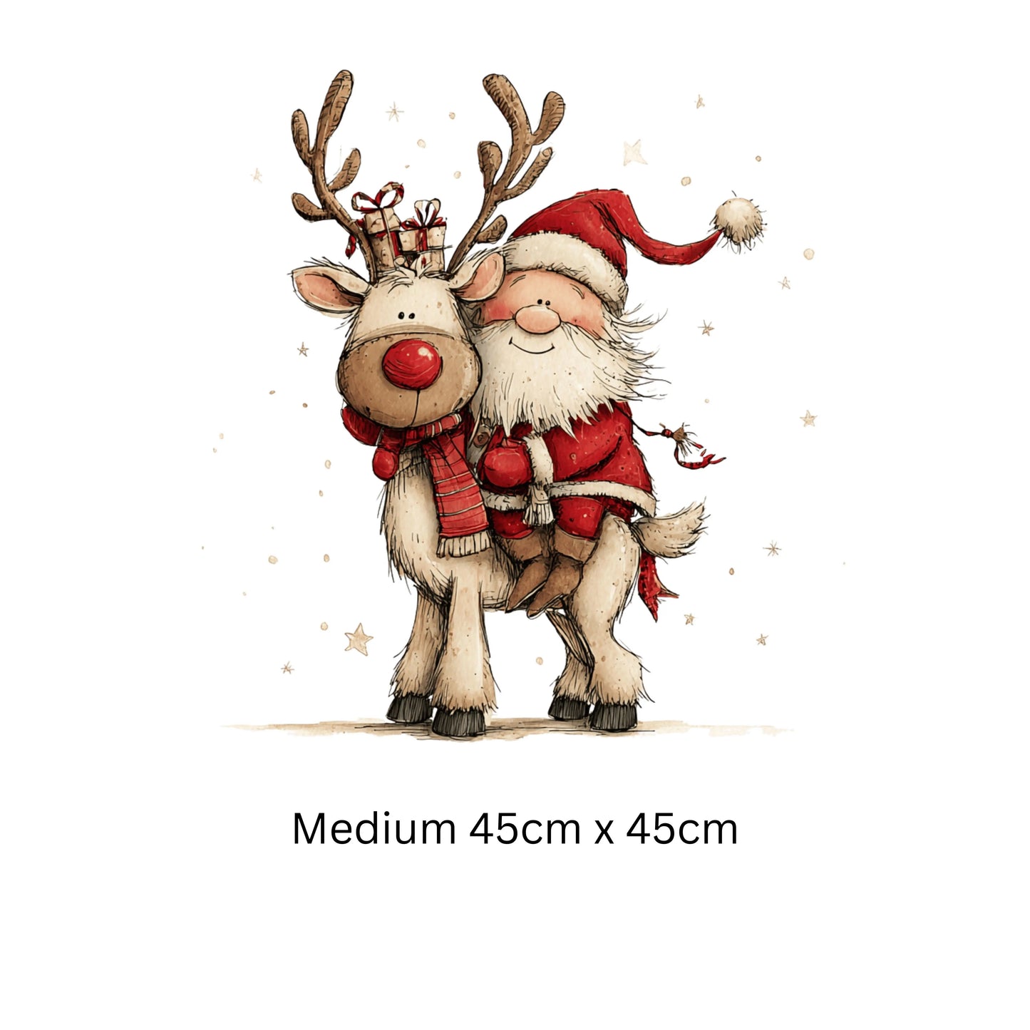 Santa Clause and Cute Reindeer Christmas Window Sticker