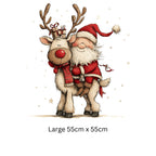Santa Clause and Cute Reindeer Christmas Window Sticker