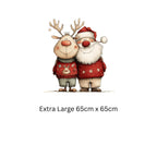 Santa and Reindeer Christmas Window Cling – Cute Festive Design with Snowy Background, Cosy Jumpers & Holiday Cheer
