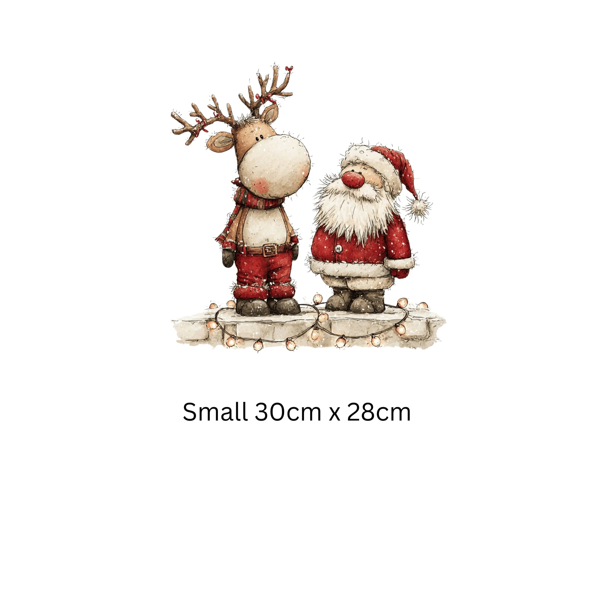 Santa and Reindeer Christmas Window Cling – Festive Christmas Decoration with Fairy Lights