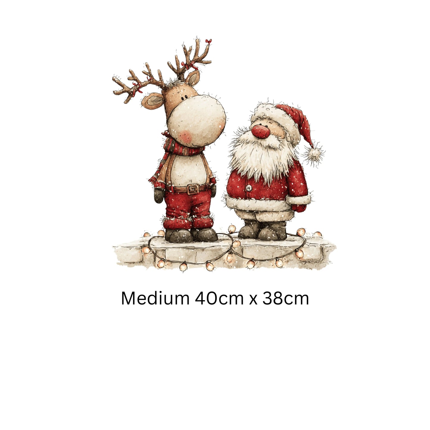 Santa and Reindeer Christmas Window Cling – Festive Christmas Decoration with Fairy Lights