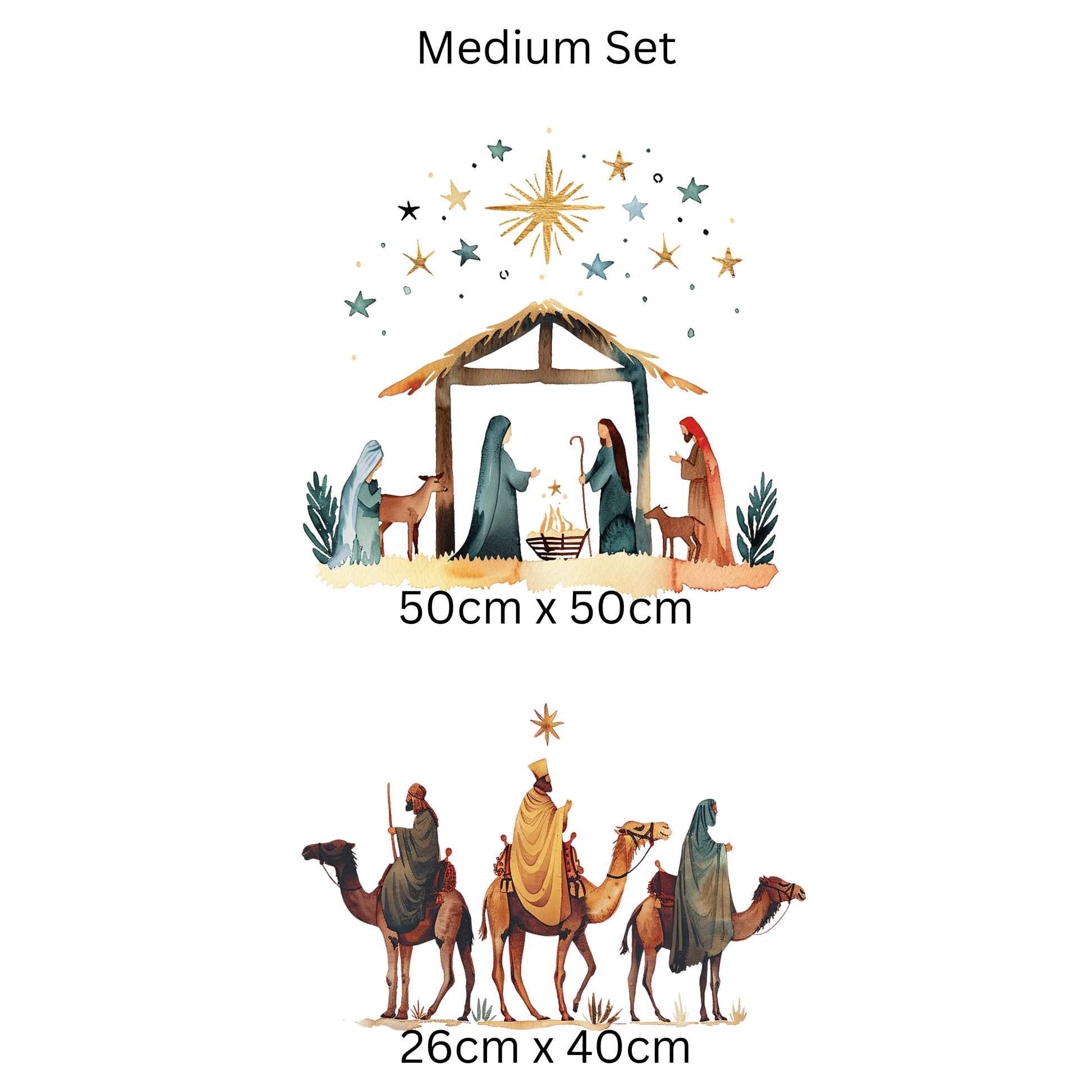 Three Kings Nativity Window Cling: Double-Sided Reusable Christmas Sticker Creative Windows