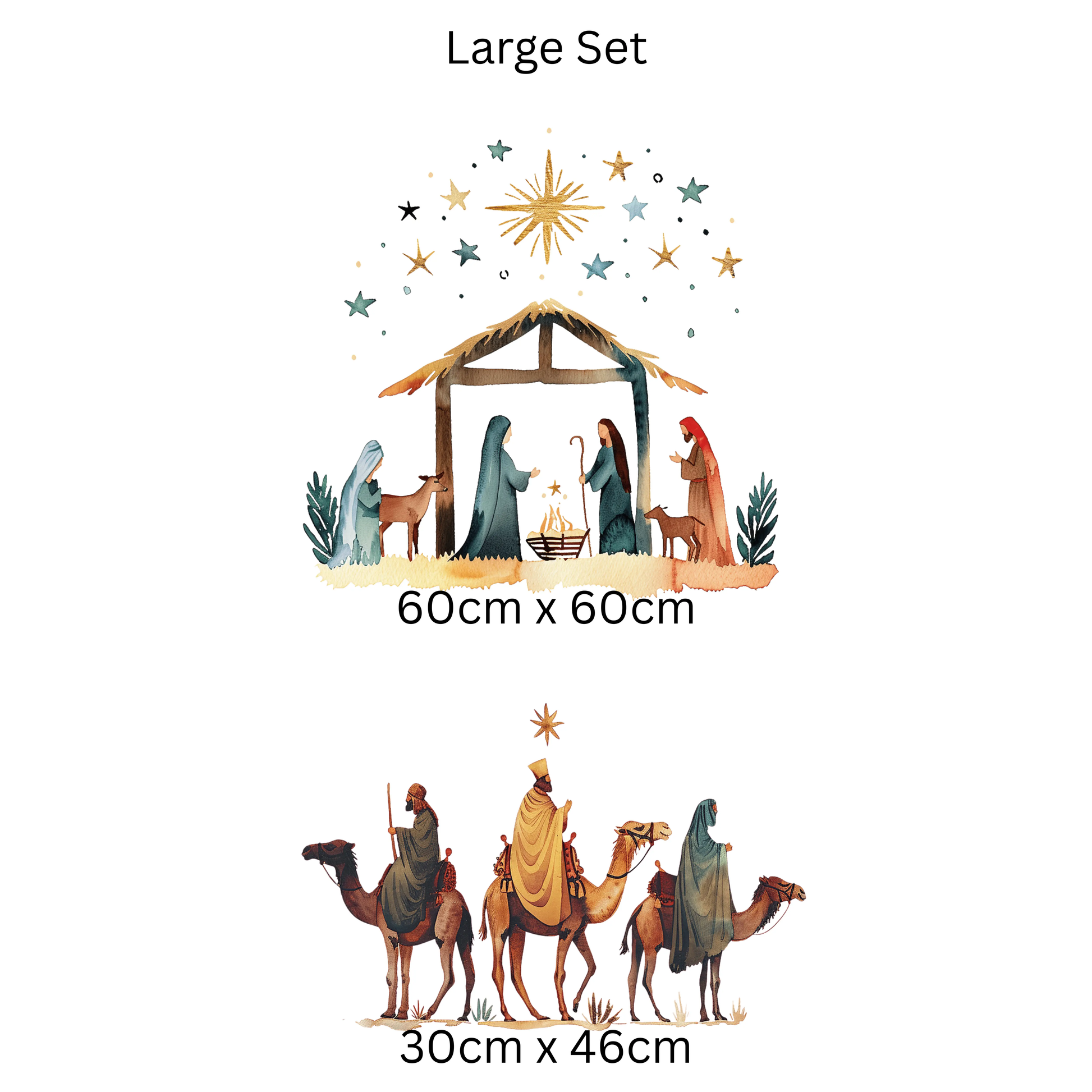 Three Kings Nativity Window Cling: Double-Sided Reusable Christmas Sticker Creative Windows